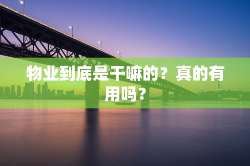 物业到底是干嘛的？真的有用吗？